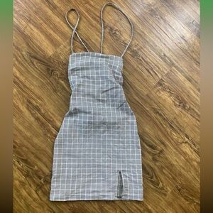 Garage Gray Checkered Spaghetti Strap Dress Size XS
